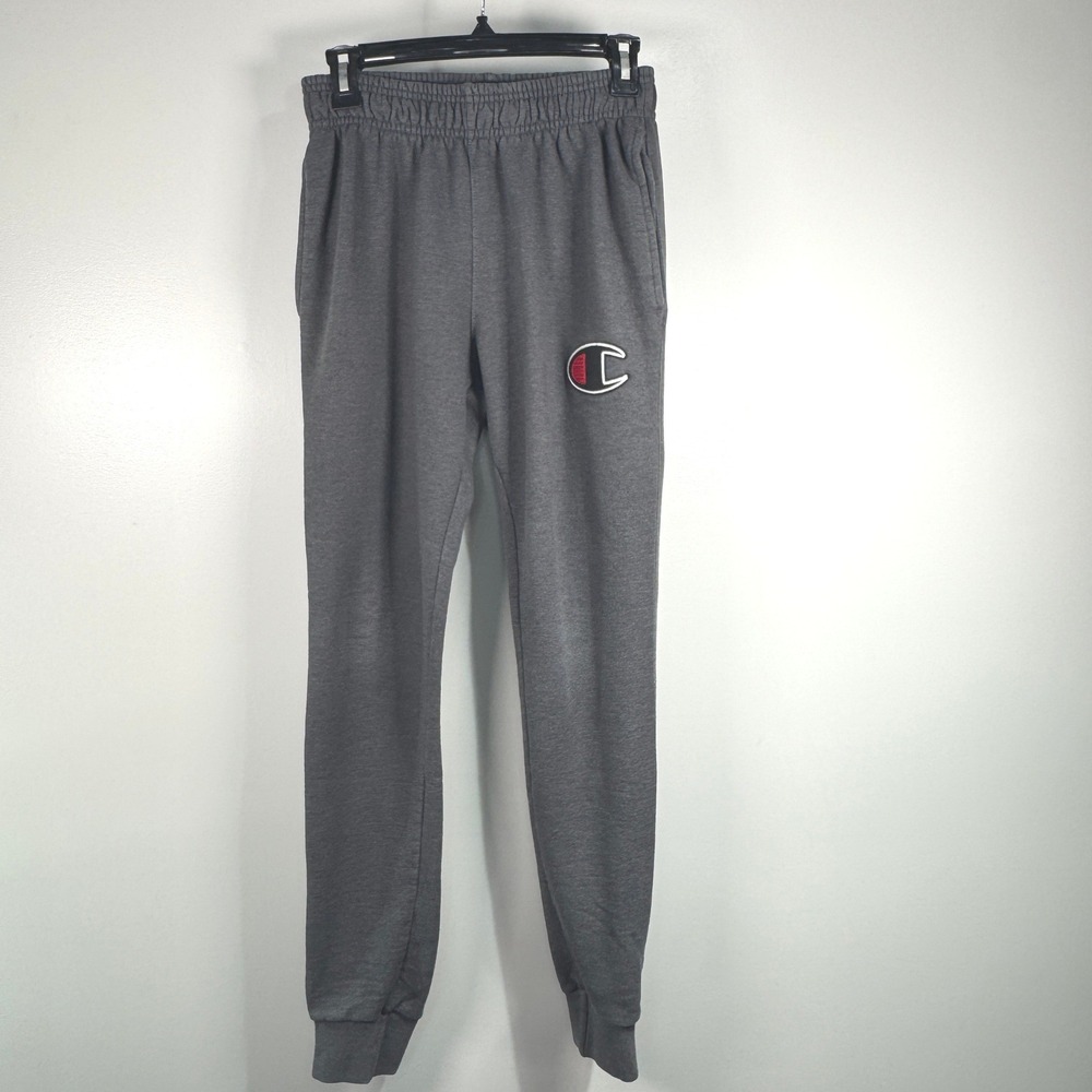Champion Joggers Gray Big C Logo Fleece Sweatpants Sm 8-10 Athleisure Classic